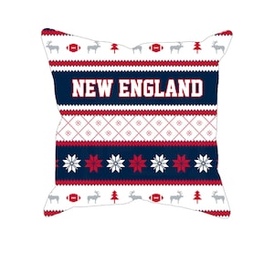 New England ugly Christmas football fan pillow case, unique custom decor gift pillows for NFL fans, pillowcase gifts for men and women