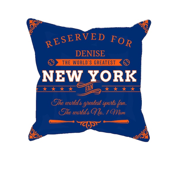 New York personalized baseball pillow case, unique custom gift for MLB fans, world’s greatest fan pillowcase