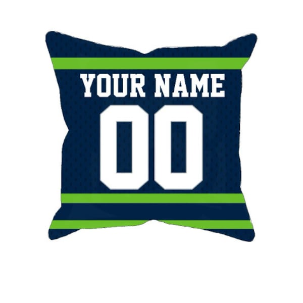 Personalized Seattle football jersey style pillow case, unique custom pillowcase gift for ultimate NFL fans, choose your name and number