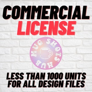 Commercial license for digital design use, usage for all purchased store design files under 1000 units in sales