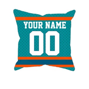 Personalized Miami football jersey style pillow case, unique custom pillowcase gift for ultimate NFL fans, choose your name and number