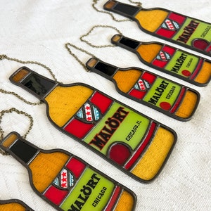 Handmade Stained Glass Chicago Malort Bottle Suncatcher