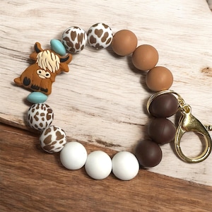 Highland Cow Mini Moo Wristlet Keychain Bracelet
