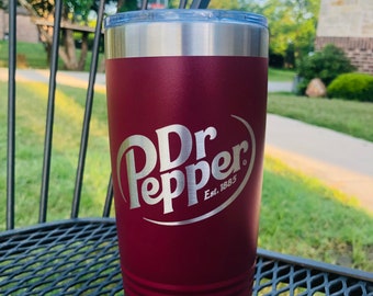 Dr. Pepper Tumbler, Laser Engraved Stainless Steel