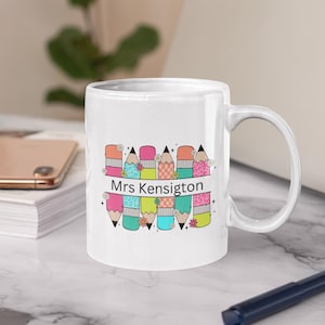 Personalised teacher thank you gift, Teacher mug with name, Cute Teacher Appreciation Gifts,End of term gift, Teaching assistant