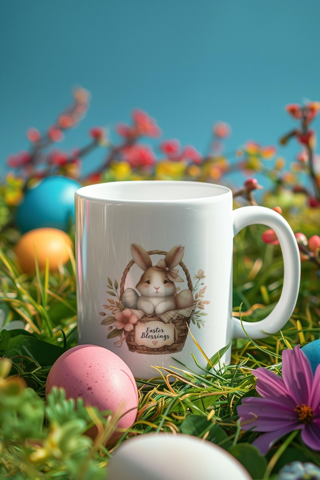 Easter Blessings Mug | Cute Easter Bunny Mug | Spring Easter Coffee Mug ...