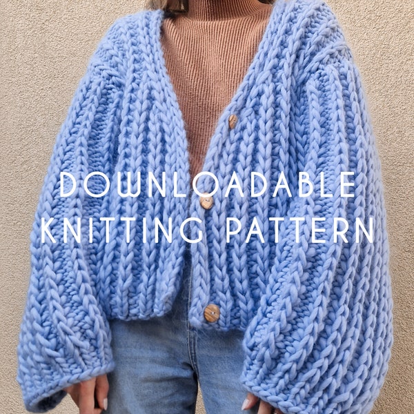 Schema Venere Cardigan - Download Digitale (Inglese/Italiano) | Cardigan in maglia grossa ai ferri | Cardigan fai da te coste inglesi