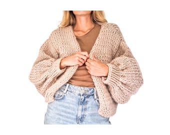 Milano Cardigan Knitting Pattern Instant Digital Download  (English/Italian) Easy Chunky Knit Cardigan Pattern