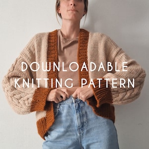 Capri Cardigan Knitting Pattern | Instant Digital Download (English/Italian) | Chunky Knit Cardigan Pattern with Cables