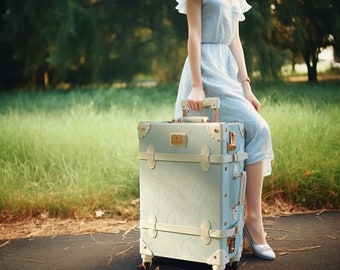 Vintage Style Suitcase for Women, Luggage Set With Spinner Wheels, Combo or TSA Locks, World Traveler Gift, Graduation Gifts