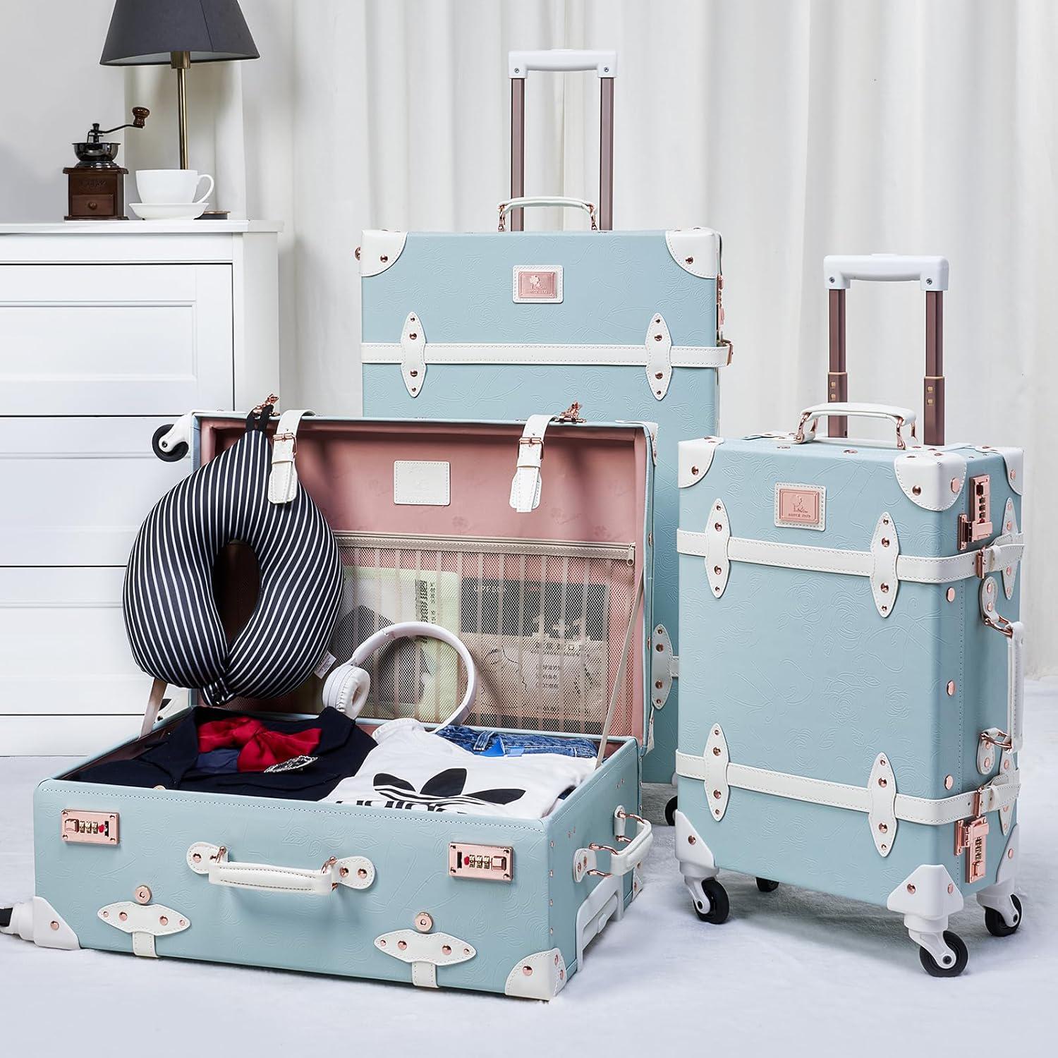 Trolley Unitravel Vintage Luggage Leather Suitcase Cute Vintage