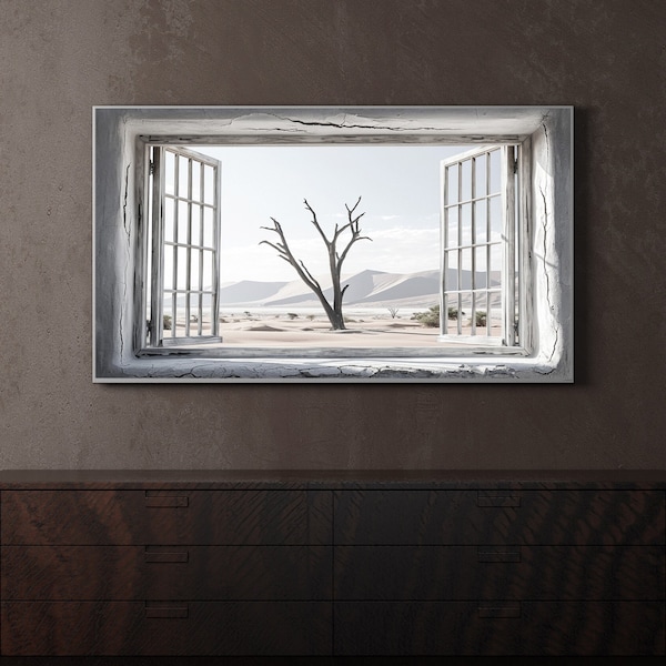 Samsung Frame Tv Art | Deadvlei in Namibia | Window Frame Illustration | Digital AI Gen Art | Instant Download | Namib Desert | Frame Tv