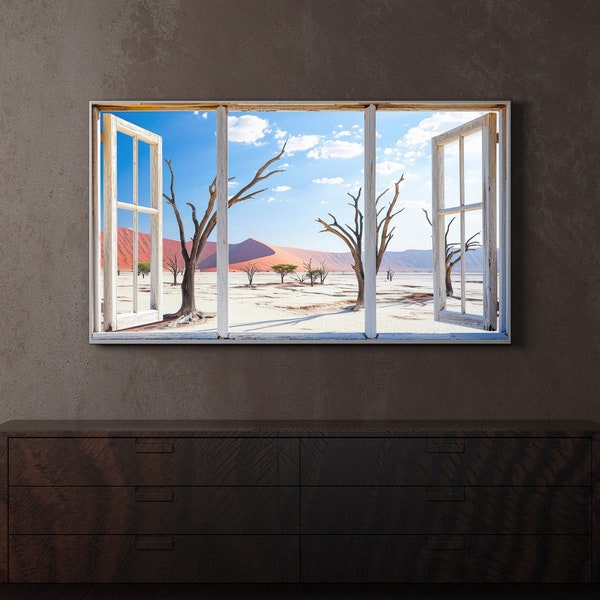 Samsung Frame Tv Art | Deadvlei in Namibia | Window Frame Illustration | Digital AI Gen Art | Instant Download | Desert dead tree | Frame Tv