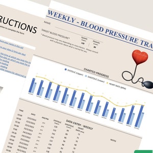 Blood Pressure Google Sheet Tracker Printable Tracker Digital