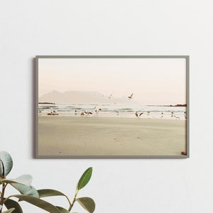 Montaña de la Mesa en Ciudad del Cabo, Póster de arte de pared imprimible, Arte vectorial, Descarga digital, Varios tamaños, Descarga instantánea, Decoración de casa de playa