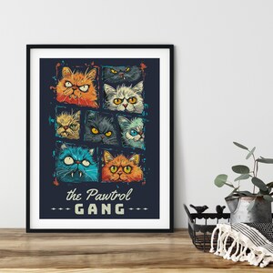 Retro Wall Art Poster, Wall Art Printable, Various Sizes, Instant Download, Digital AI Gen Art, Cats Collage, Kids Wall Art, Trendy Art