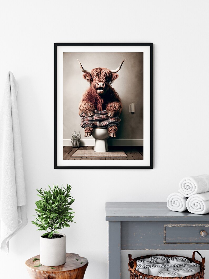 Highland Cow, Toilet, Funny Bathroom Wall Art Poster, Printable ...