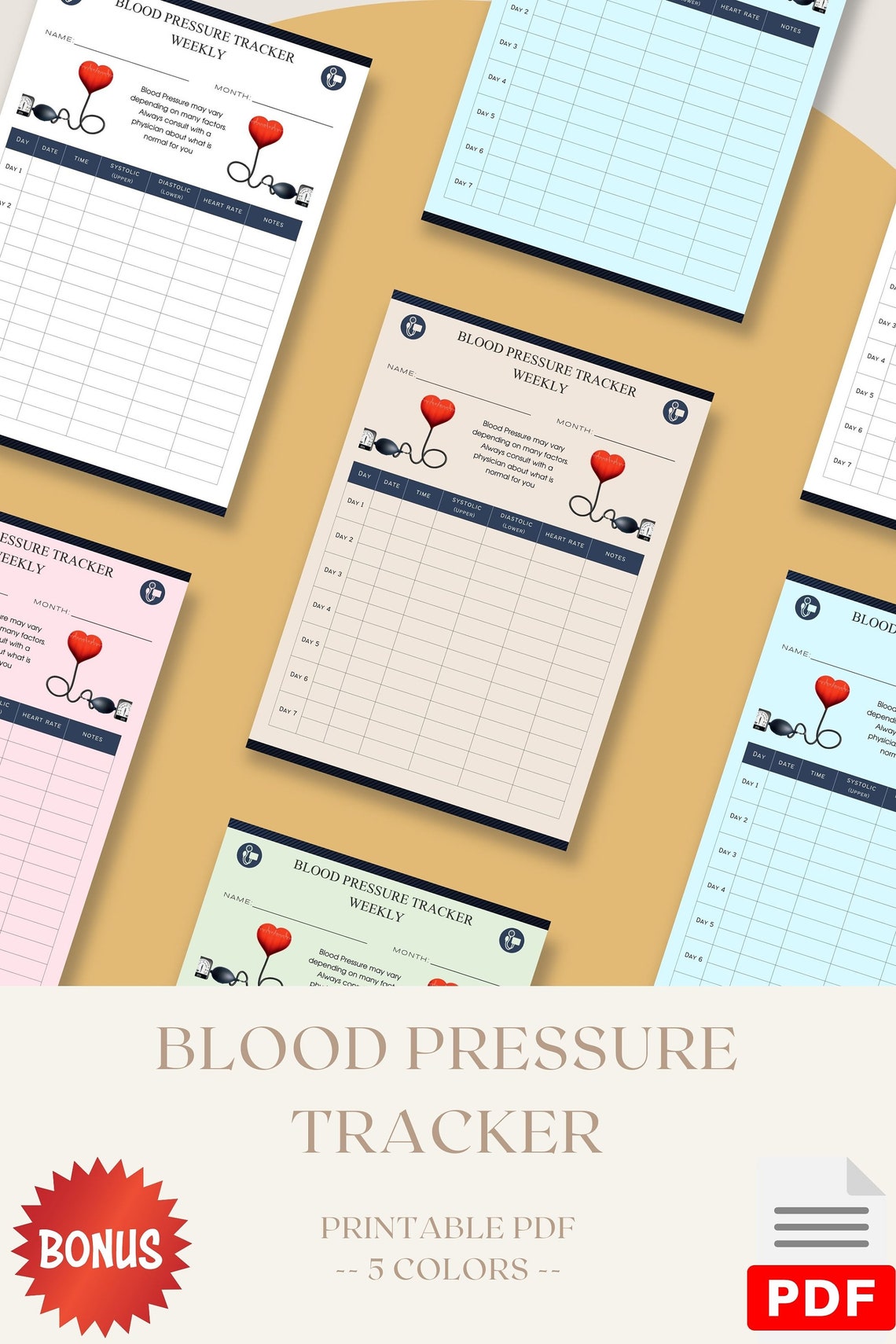 Blood Pressure Excel Tracker, Printable Tracker, Digital Download ...