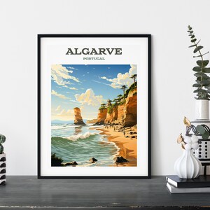 Algarve, Portugal, Retro Travel Poster, Wall Art Printable, Various Sizes, Instant Download, Digital AI Gen Art, Holiday, Memories, Gift