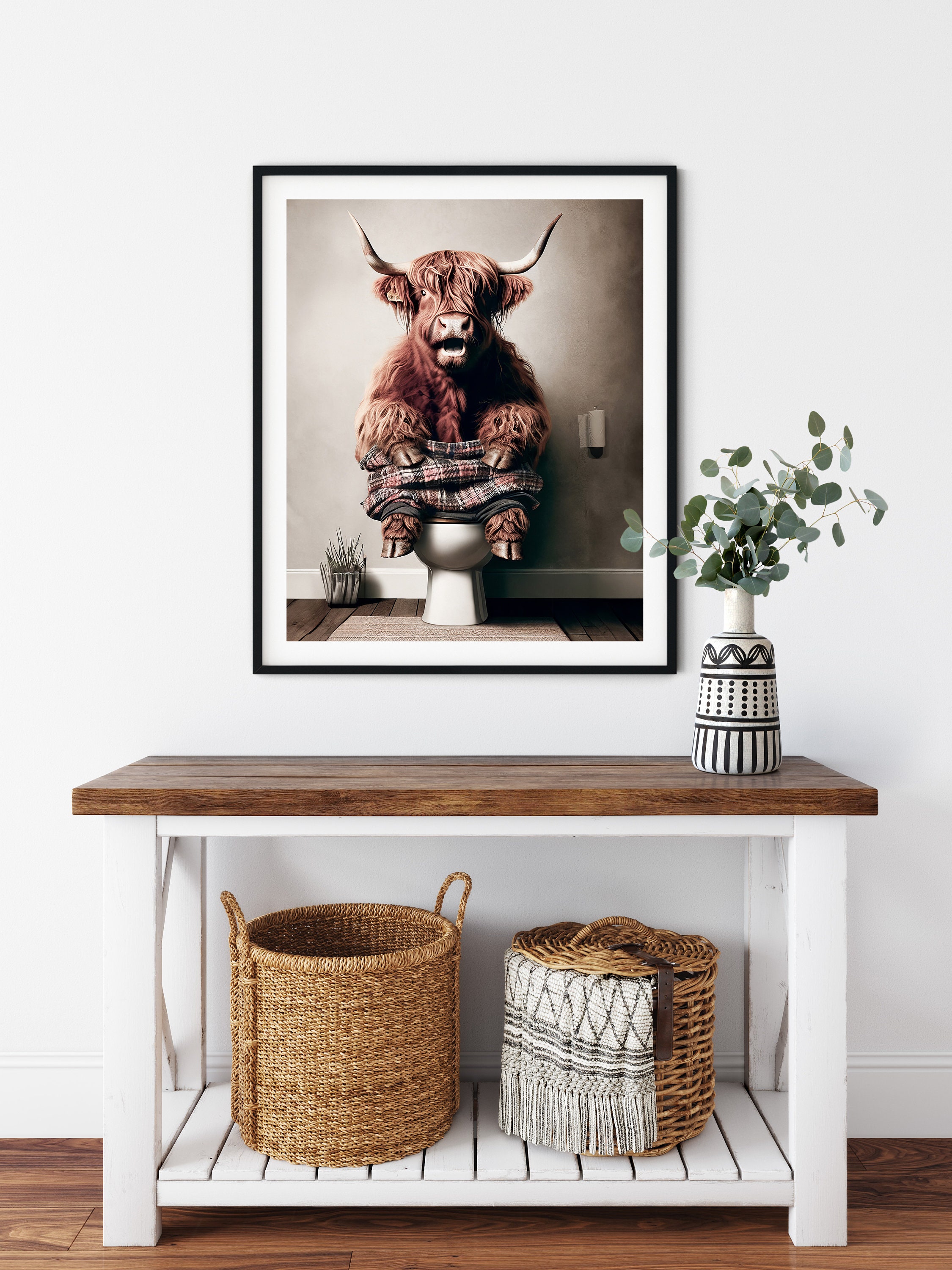 Highland Cow, Toilet, Funny Bathroom Wall Art Poster, Printable ...