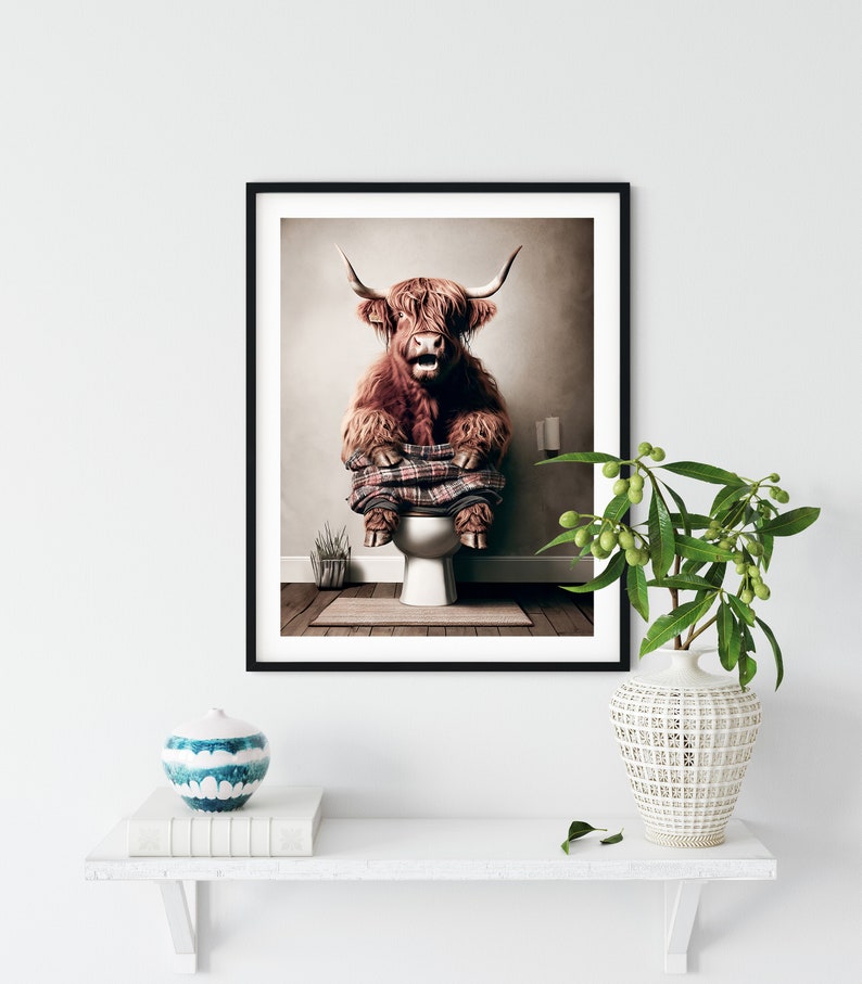 Highland Cow, Toilet, Funny Bathroom Wall Art Poster, Printable ...