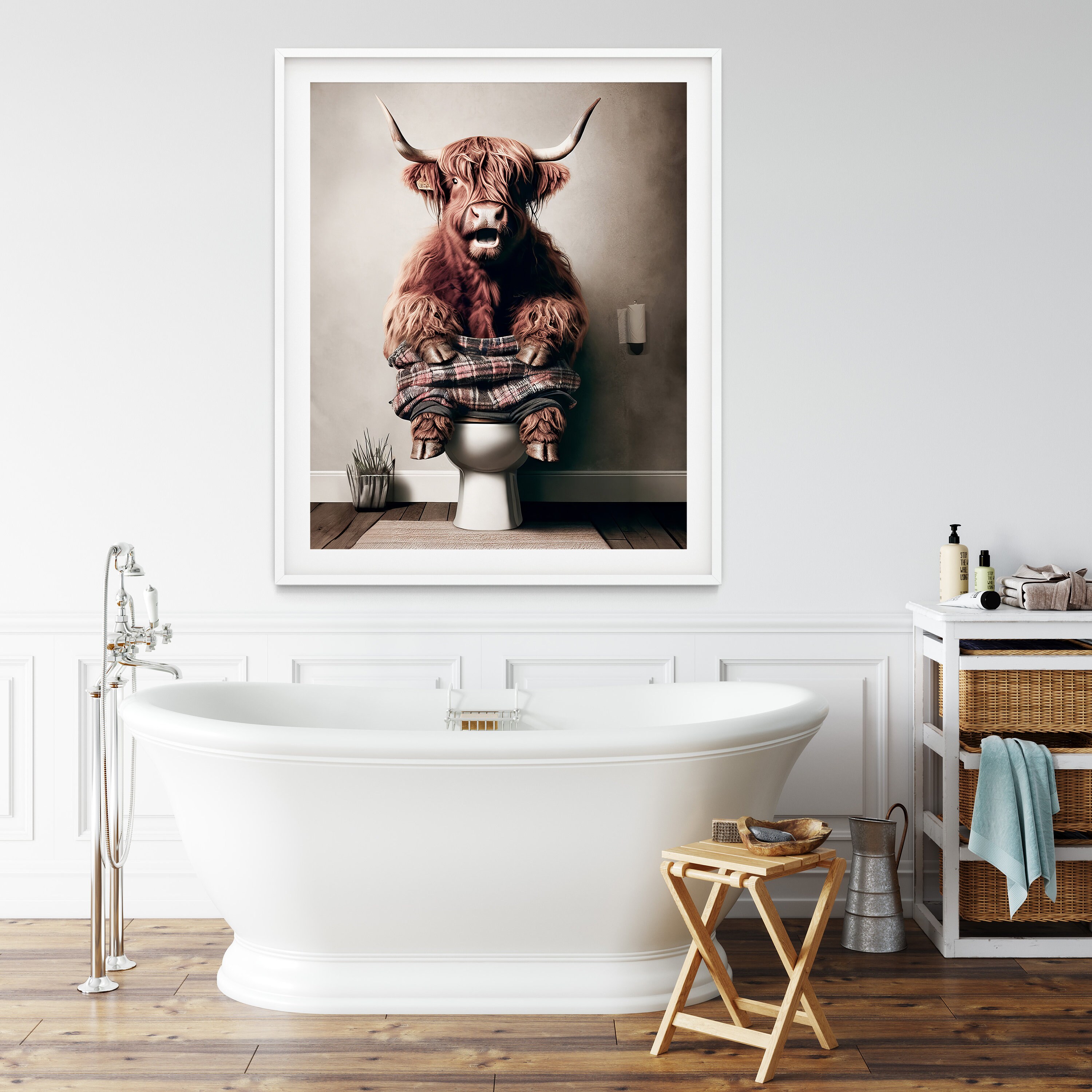 Highland Cow, Toilet, Funny Bathroom Wall Art Poster, Printable ...