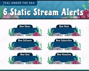 Stream Alerts - Teal Under The Sea | Twitch | Overlay | Banner | Stream | Offline | Ocean | Water | Calm | Blue | Plants