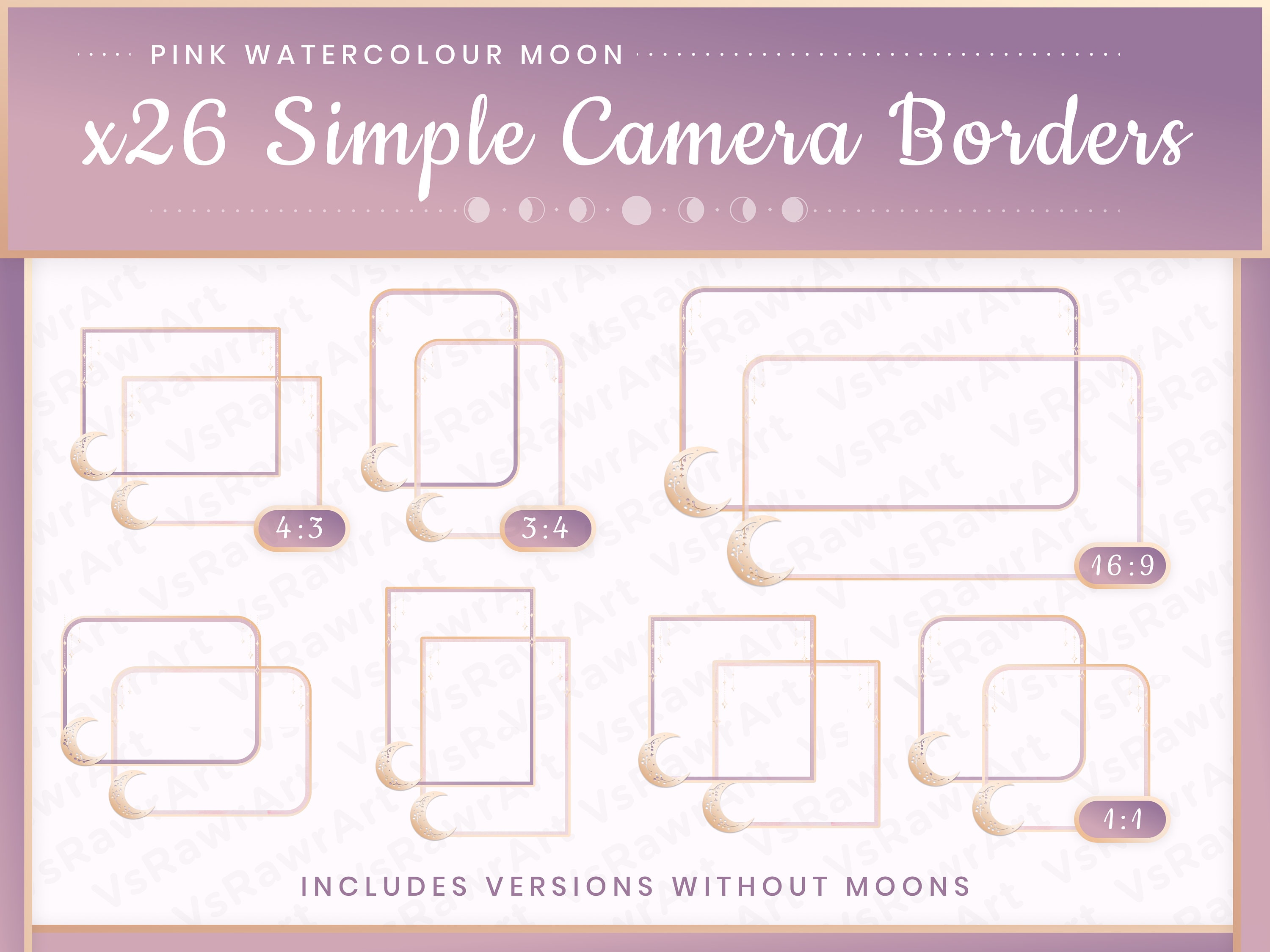 Basic Stream Camera Borders - Pink Watercolour Moon | Cute | Twitch ...
