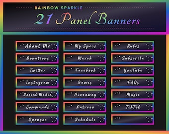 Banners de panel de transmisión de Twitch de arcoíris oscuro, Twitch, Superposición, Banner, Colorido, LGBT, Paneles