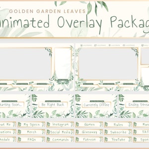 Animiertes Stream Overlay Paket - Garten Blätter | Zucken | Überlagerung | Spruchband | Szenen | Offen | Zaubern | Paneele | Elegant | Boho