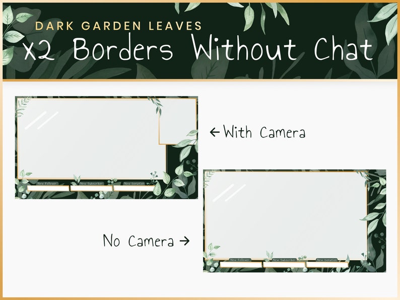 Alternate Stream Overlays Dark Garden Leaves Nature Twitch Overlay Banner Elegant Streaming Streamer Plants Magic image 2