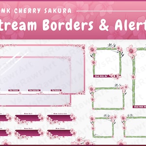 Stream Windows, Borders & Alerts - Pink Sakura Cherry Blossom | Cute | Twitch | Overlay | Borders | Streaming | Nature | Kawaii | Bamboo