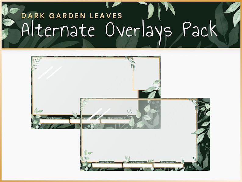 Alternate Stream Overlays Dark Garden Leaves Nature Twitch Overlay Banner Elegant Streaming Streamer Plants Magic image 1