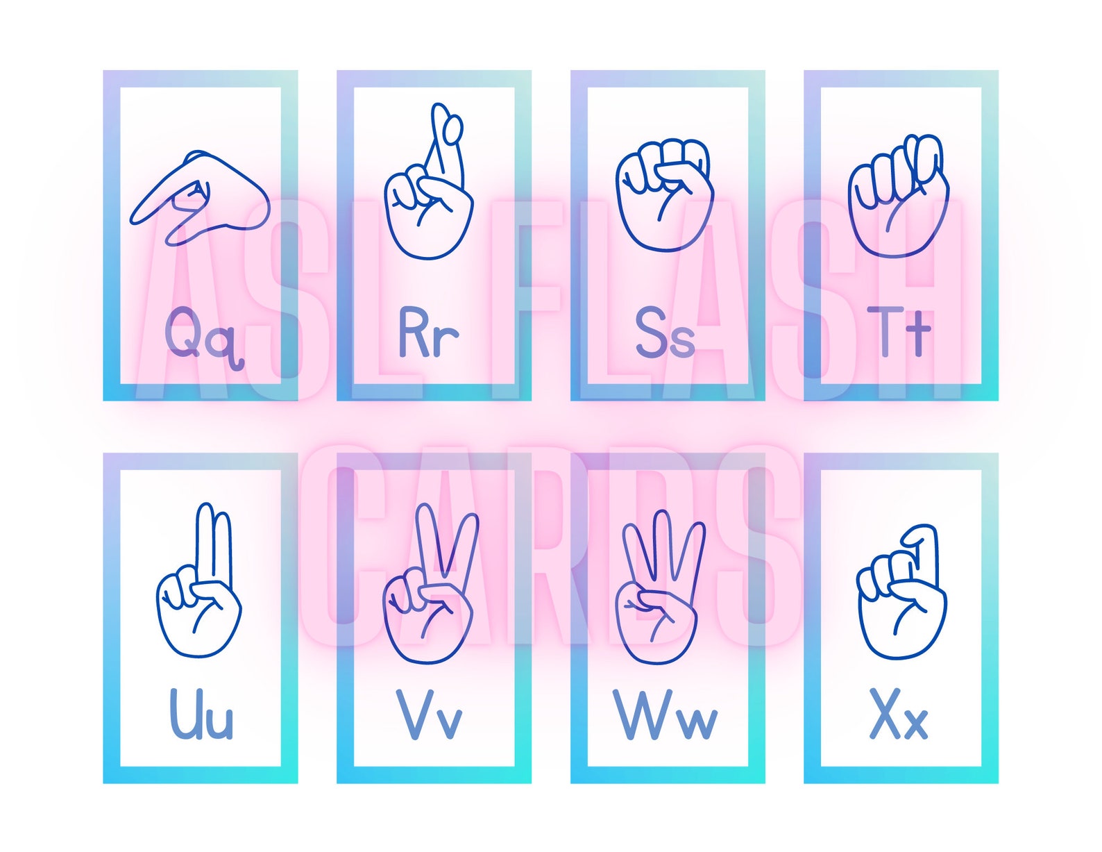 American Sign Language Flash Cards, ASL, Alphabet Printable, Digital ...