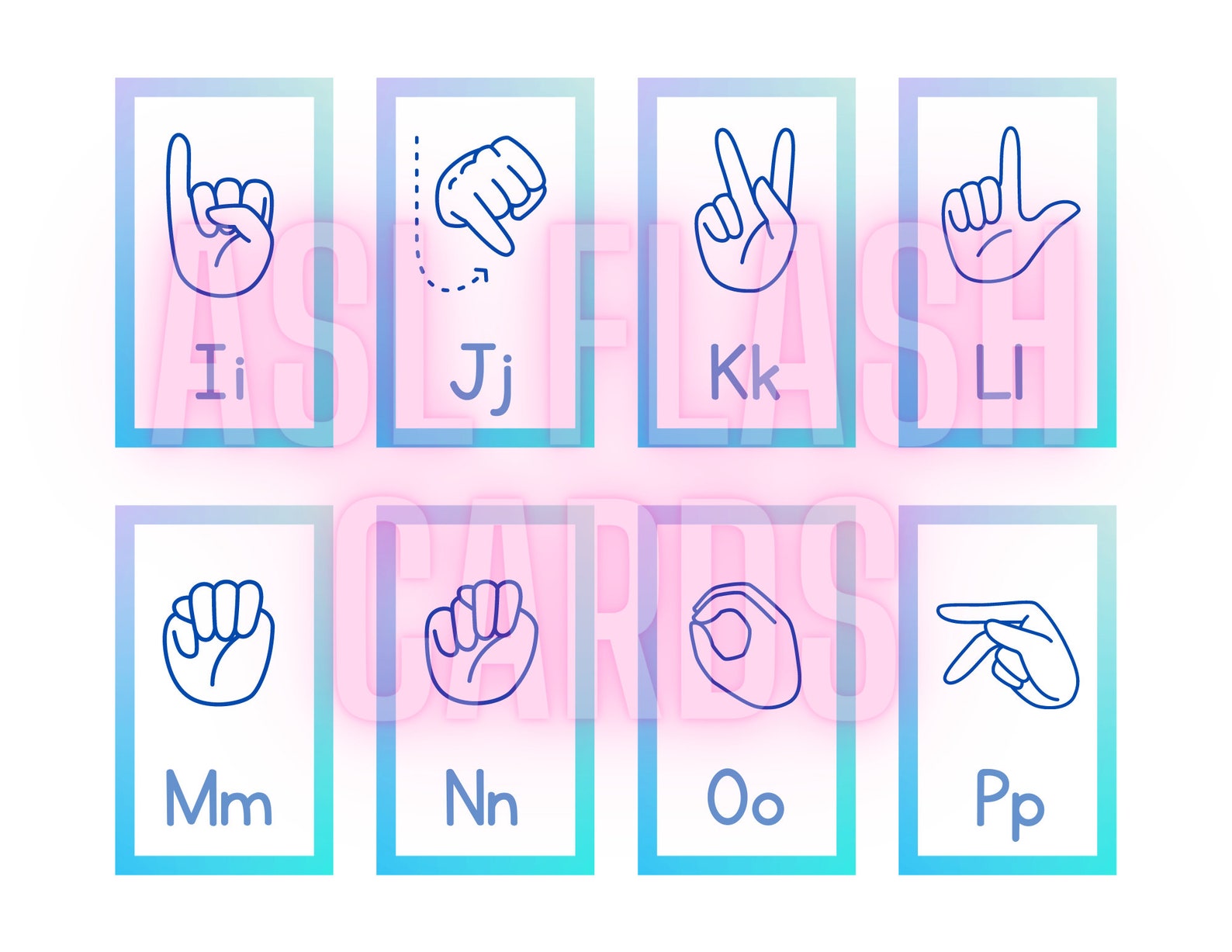 American Sign Language Flash Cards, ASL, Alphabet Printable, Digital ...
