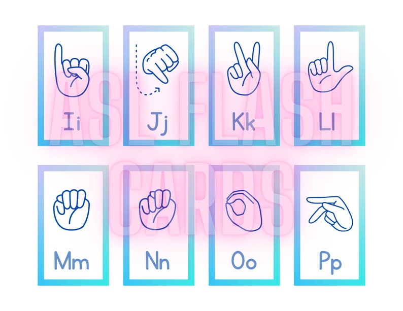 American Sign Language Flash Cards, ASL, Alphabet Printable, Digital