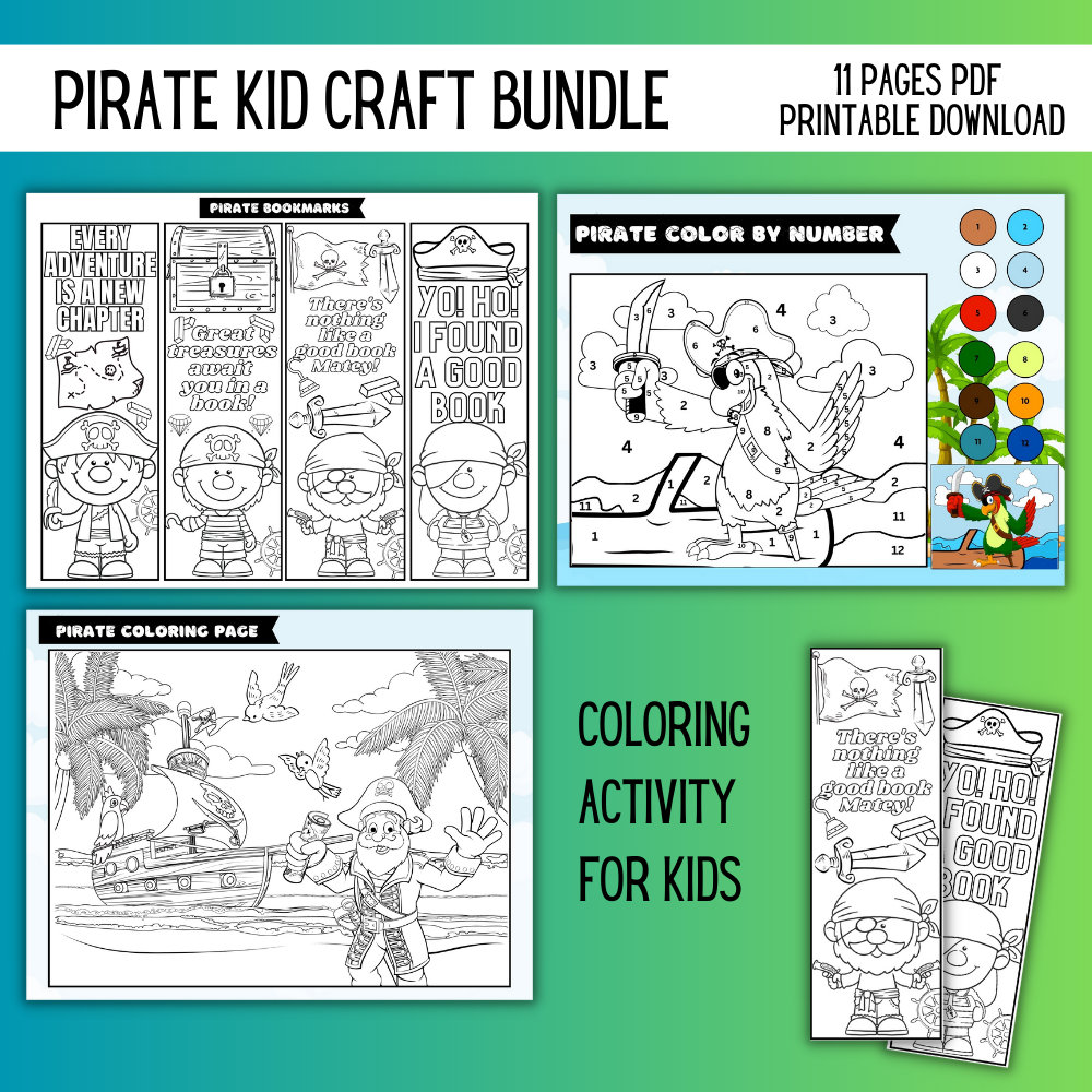 Printable Pirate Kids Craft Activity, Color by Number, I Spy, Build A ...