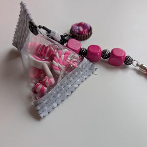 Keyring, pendant, bag charm, bag accessories, zipper, glitter, shaker