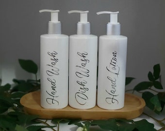 250ml Silver and White Hand Wash, Hand Lotion and Dish Wash Bottles | Reusable