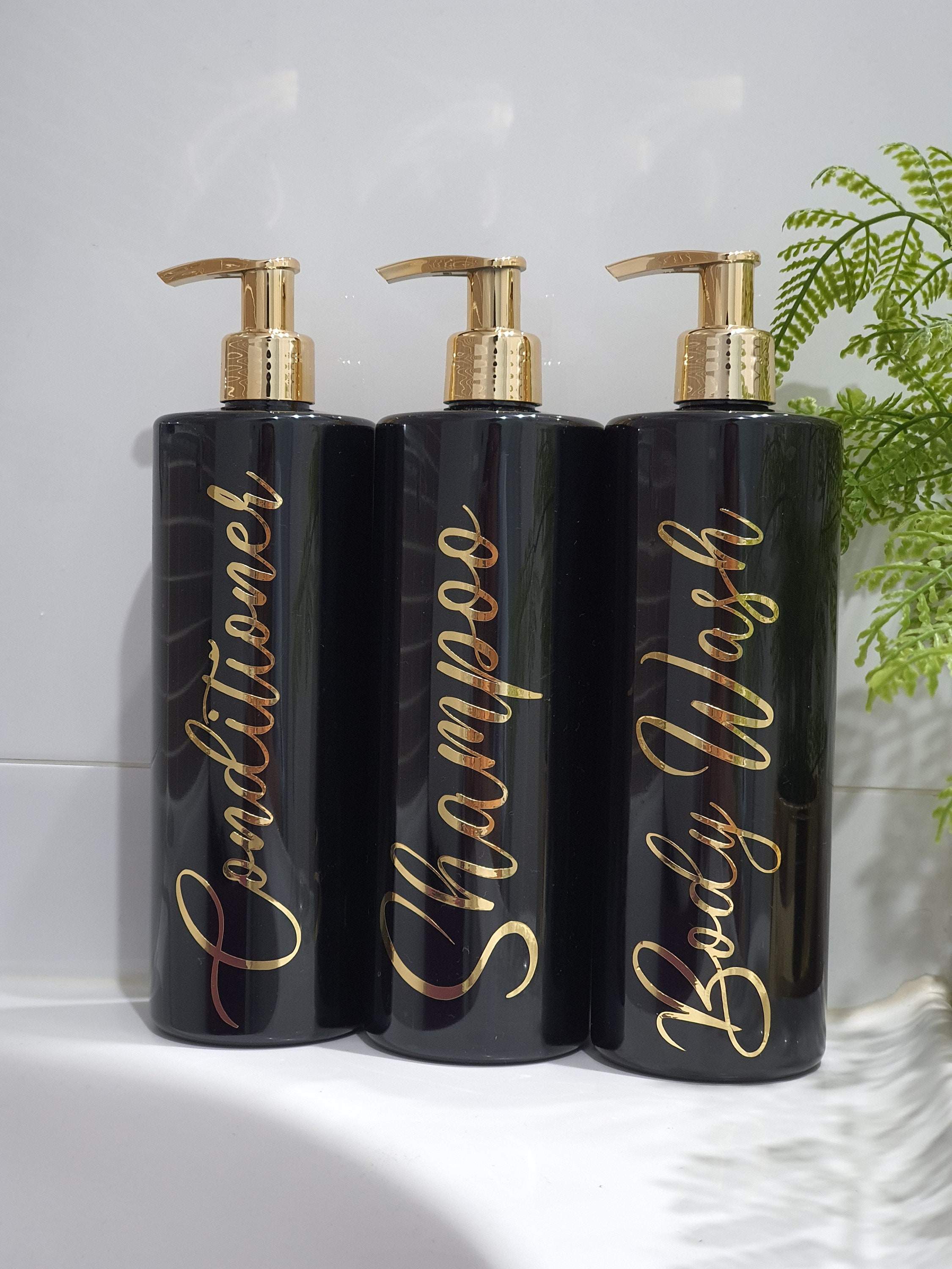 Gold and Black Shampoo Conditioner and Body Wash Bottles Etsy