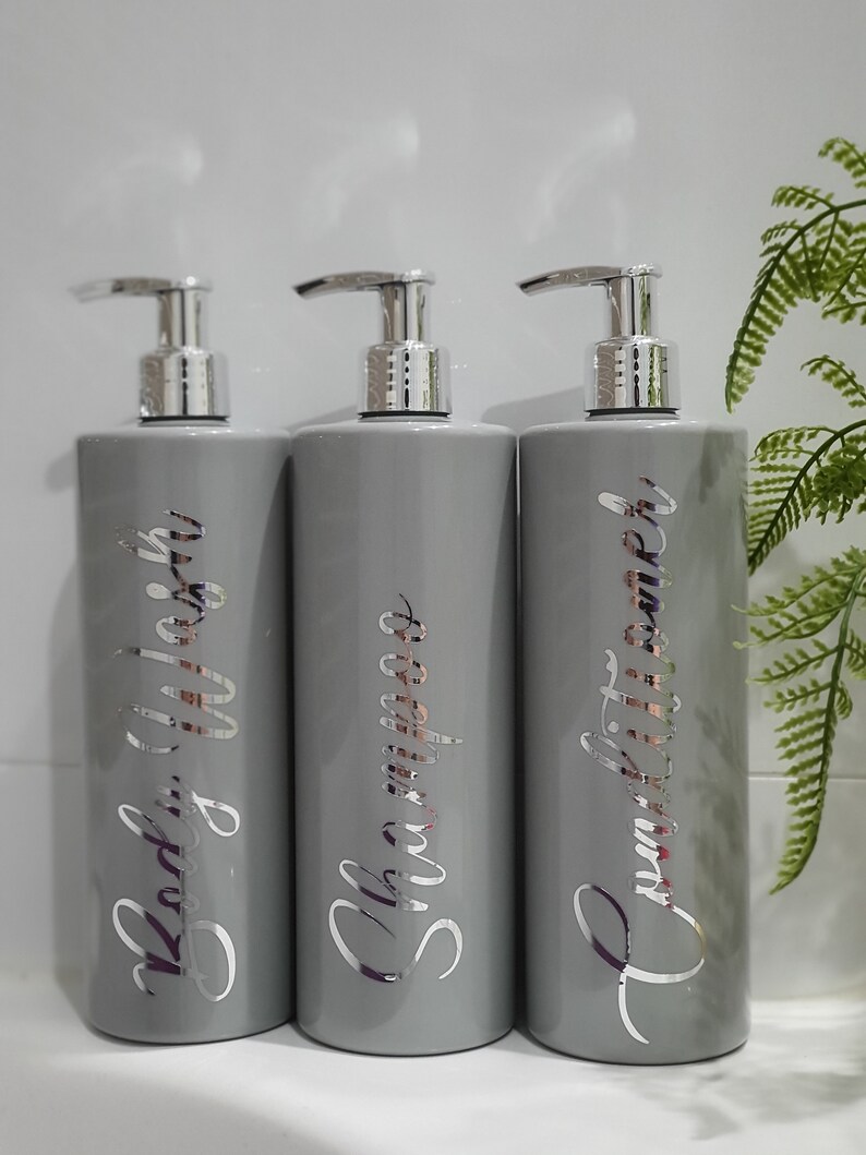 Silver and Grey Shampoo Conditioner and Body Wash Bottles Etsy