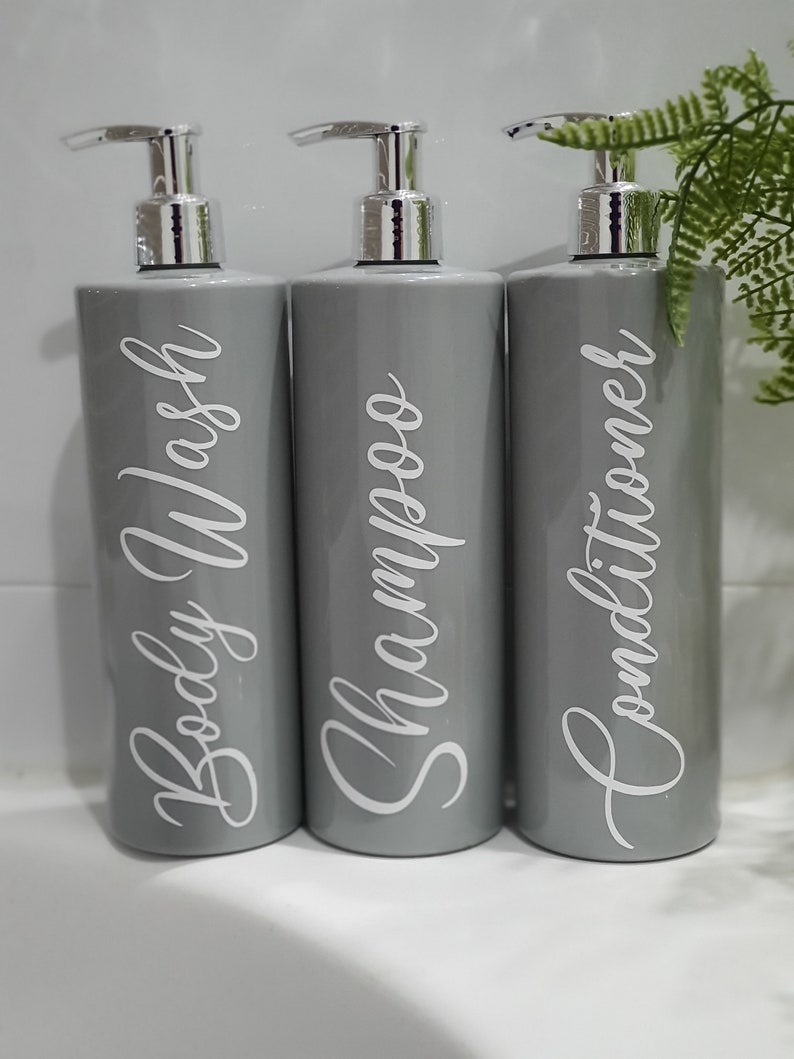 Silver and Grey Shampoo Conditioner and Body Wash Bottles Etsy