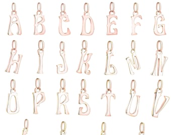 Solid 9ct Gold initial pendant for necklace personalised alphabet letter monogram charm a b c d e f m