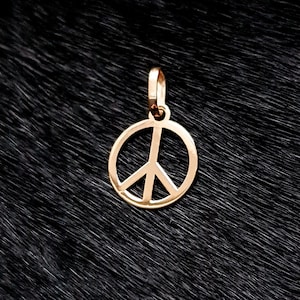 Solid Gold Pendant Peace Symbol Charm or Necklace - Choose 9ct 10K or 14K