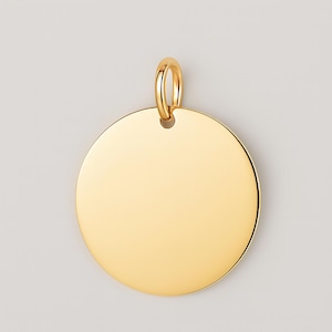 Anhänger Gravurplatte 14K Echt Gold 585 8mm 10mm 12mm 15mm Goldanhänger Rund Platte für Gravur