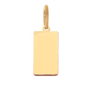 14K/10K/9ct Solid Gold Rectangle Pendant Vertical Tag Personalized Charm Custom Initial Engraving Plate for Necklace