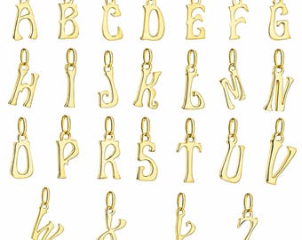Halskette mit Anhänger aus 9-karätigem Gold, personalisierter Buchstabenmonogramm-Charm