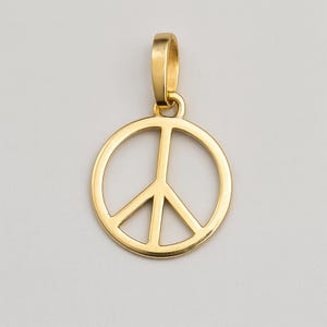 Solid Gold Pendant Peace Symbol Charm or Necklace - Choose 9ct 10K or 14K
