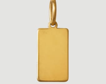 Solid Gold Rectangle Pendant, Personalized Initial Charm