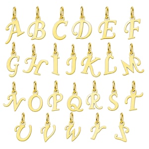 Ciondolo iniziale in oro massiccio 18K/14K/10K/9 ct, collana personalizzata con lettere dell'alfabeto A B C D E F